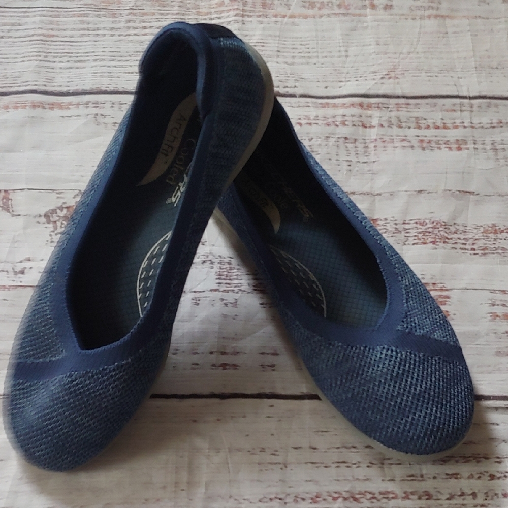 Skechers Women's Blue Mesh Flats